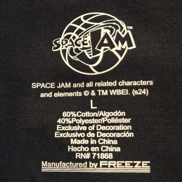Looney Tunes Space Jam by FREEZE Black Short Sleeved T-Shirt Unisex Size Large - Picture 5 of 8